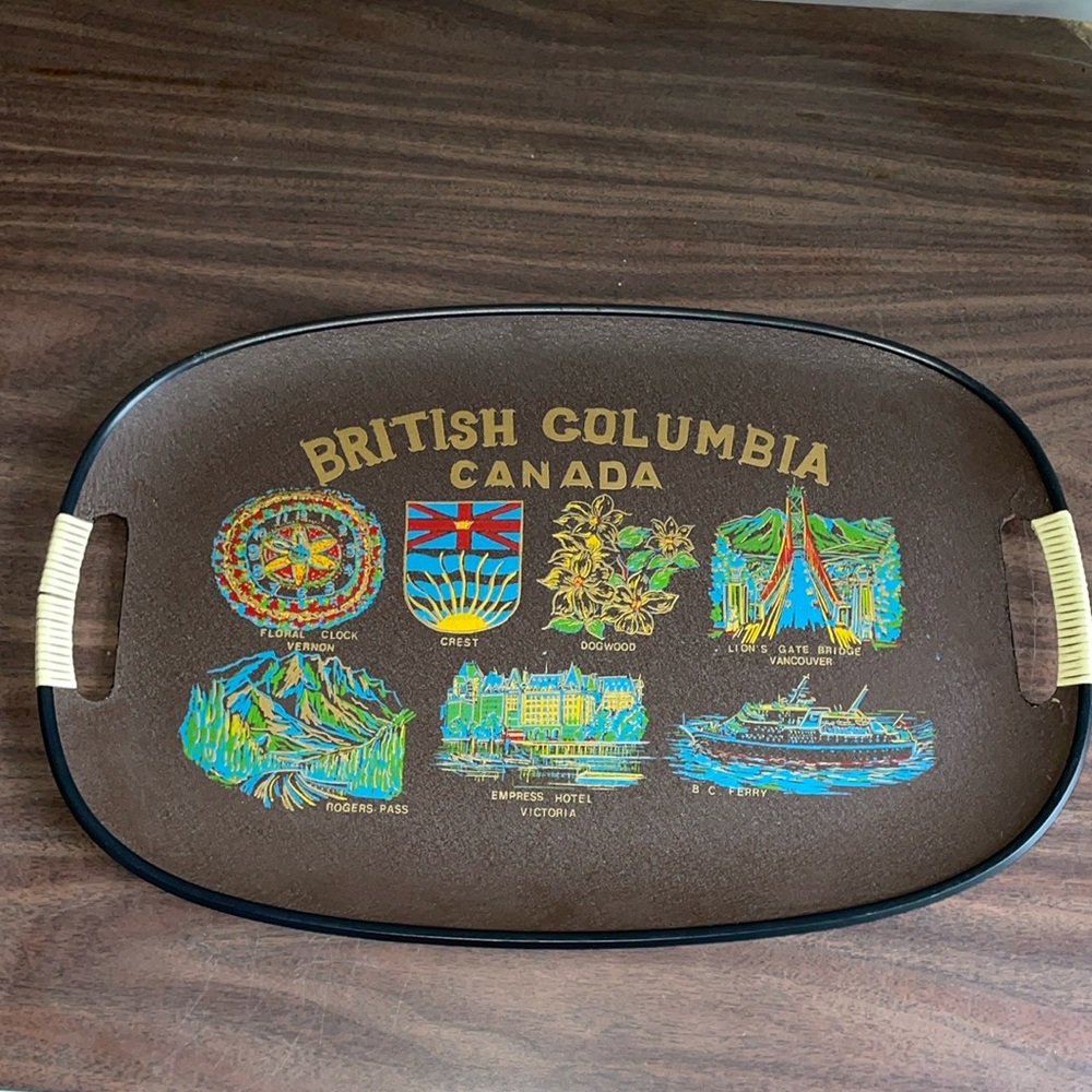 Serving Tray British Columbia Canada with Handles Vancouver Vintage Decor